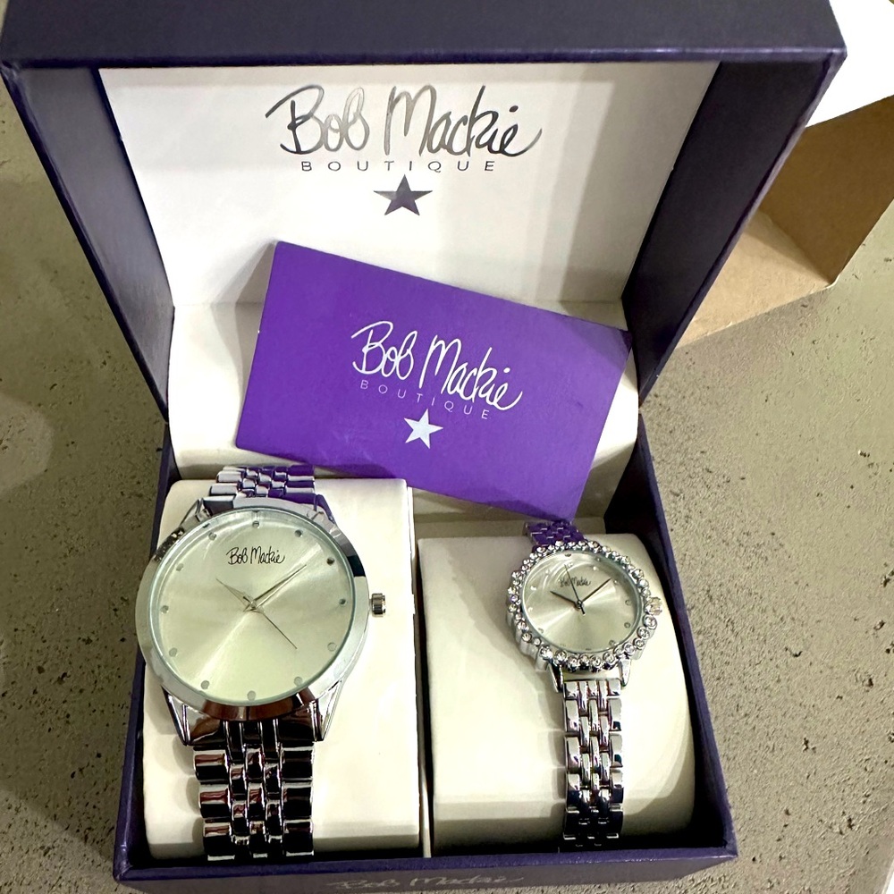 Brand New BOB MACKIE His/ Her GLITZ Watch Set In Original Box  MSRP $495